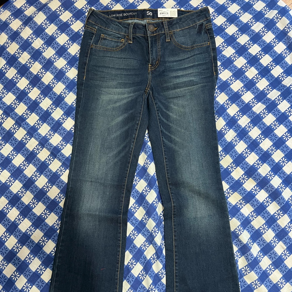 SO Women's Dark Blue Low Rise Bootcut Jeans